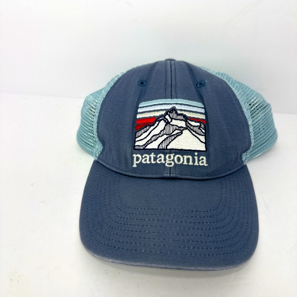Patagonia Big Logo Patch Trucker Cap Adult Snapback Mesh Blue Hat Outdoor